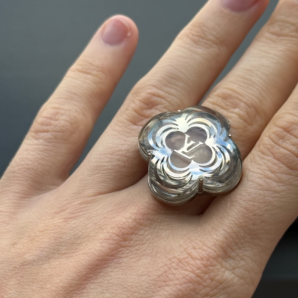 Louis Vuitton Silver Flower Monogram Ring